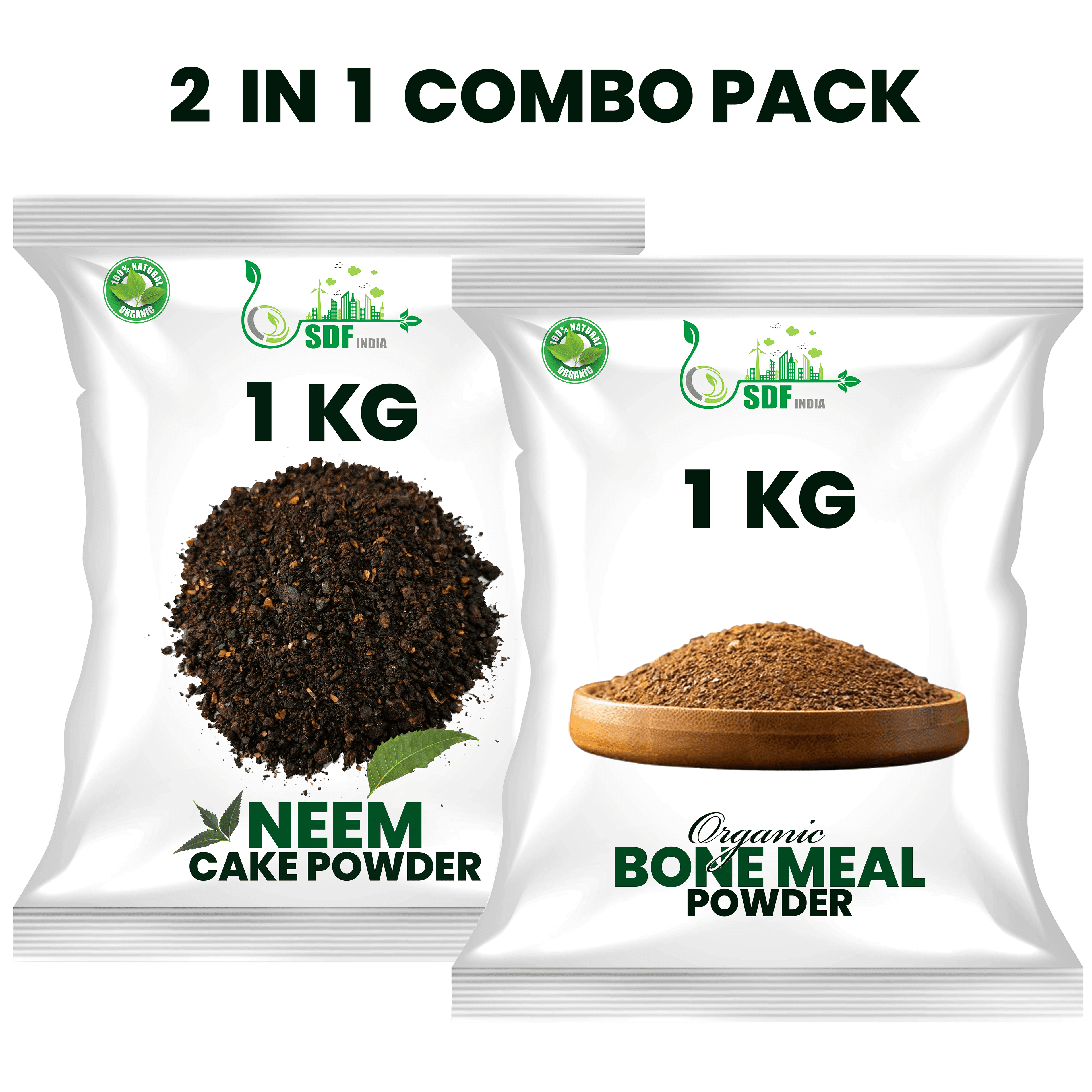 COMBO PACK OF 2 Neem Cake Powder Bone Meal Powder ( Each 1KG ) - COMBO PACK OF 2 Neem Cake Powder Bone Meal Powder ( Each 1KG )