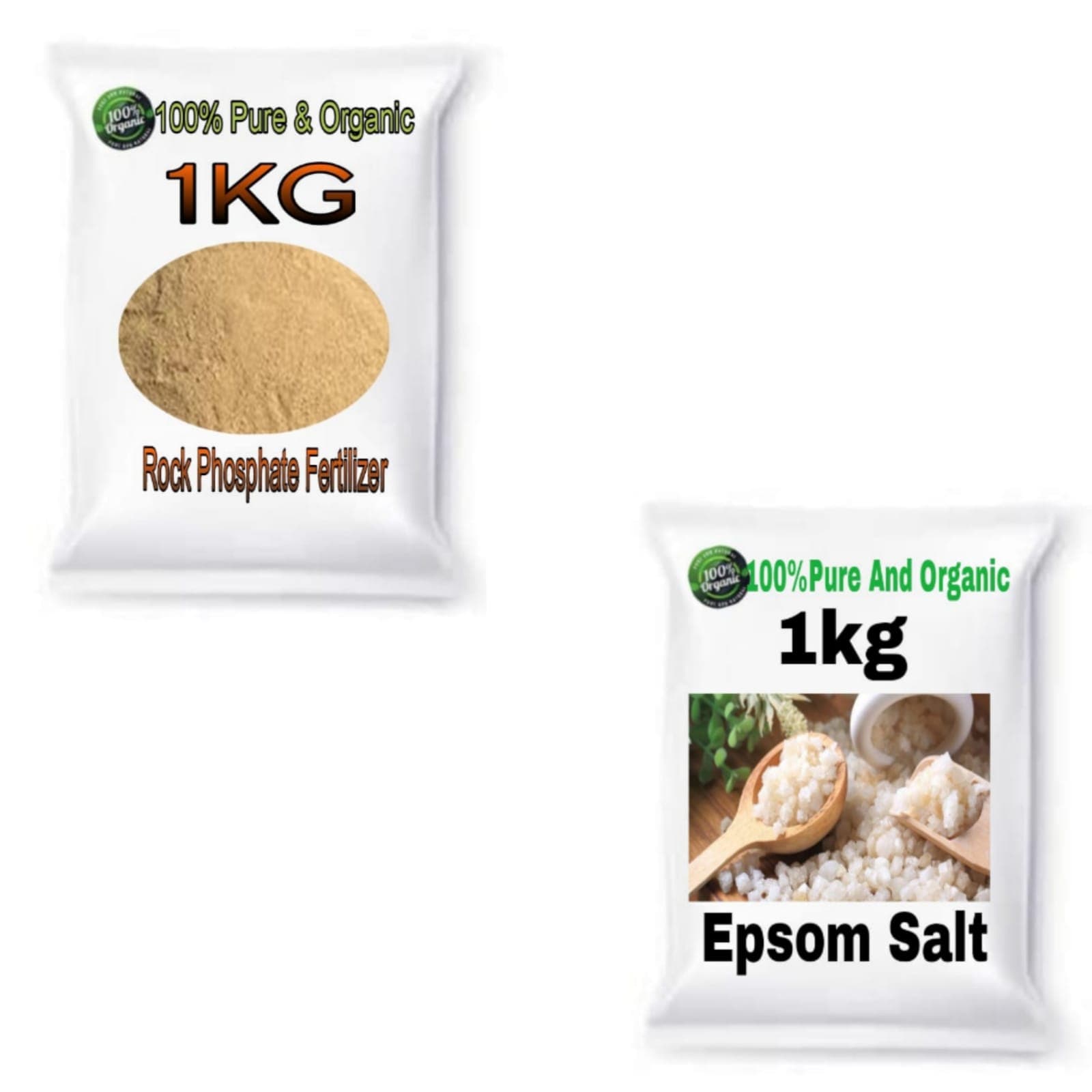 Combo Pack of 2 ( Organic Rock Phosphate 1Kg , Epsom Salt 1Kg) - Combo Pack of 2 ( Organic Rock Phosphate 1Kg , Epsom Salt 1Kg)
