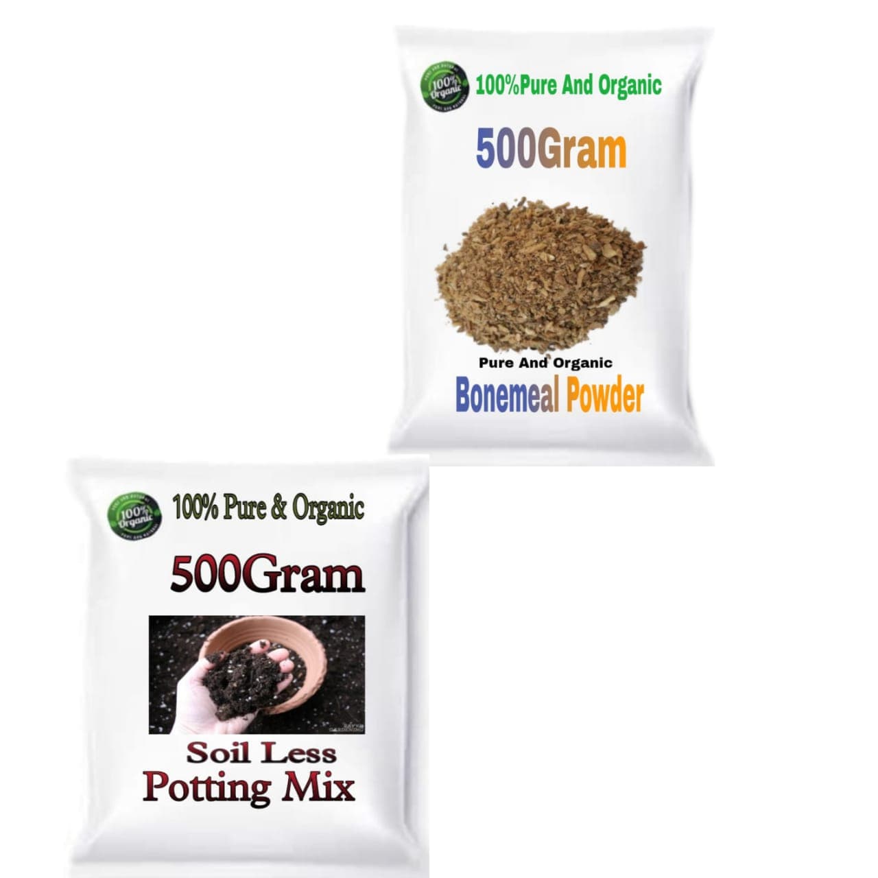 Combo Pack of 2 (Soil Less Potting Mix 500gram , Bone Meal Powder 500gram) - Combo Pack of 2 (Soil Less Potting Mix 500gram , Bone Meal Powder 500gram)