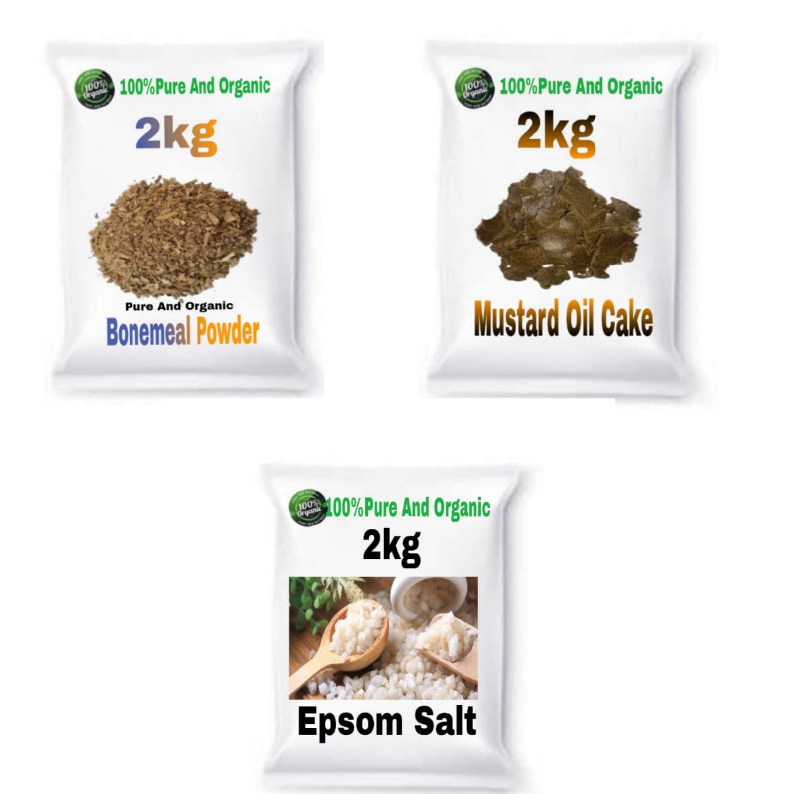 COMBO PACK OF 3 (Bone Meal Powder 2kg , Musturd Powder 2kg , EPSOM SALT 2kg - COMBO PACK OF 3 (Bone Meal Powder 2kg , Musturd Powder 2kg , EPSOM SALT 2kg
