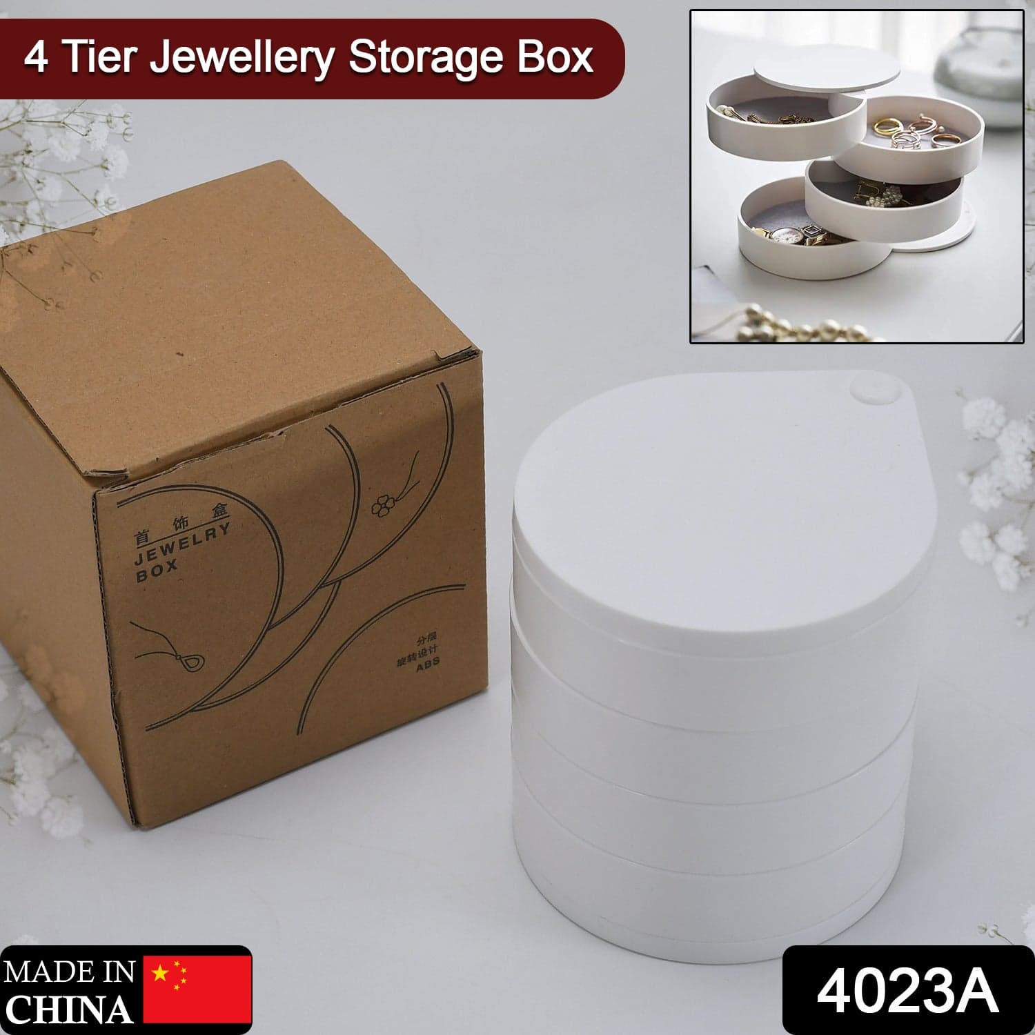 4023A Jewelry Box 360 Degrees Free Rotation Jewelry Case For Women And Girls - 4023A Jewelry Box 360 Degrees Free Rotation Jewelry Case For Women And Girls