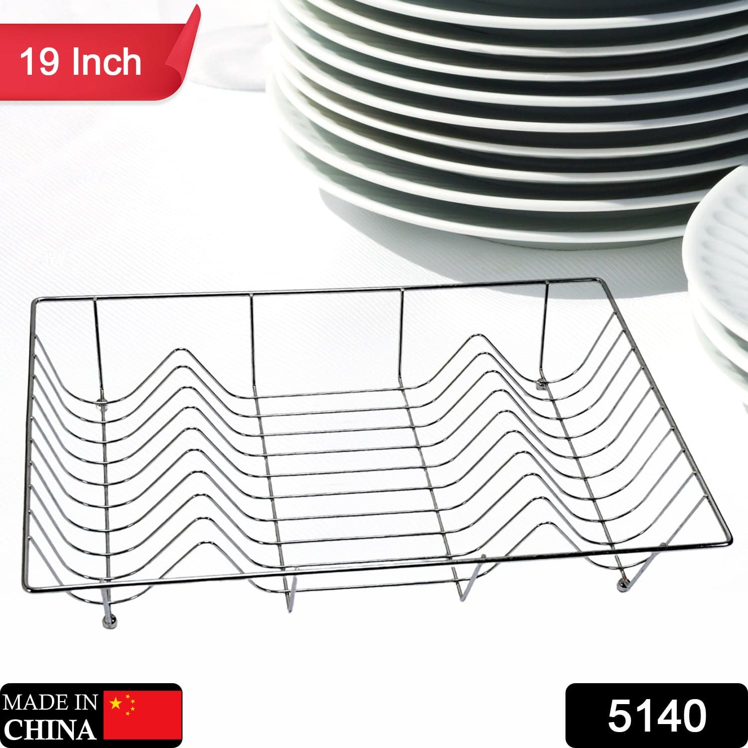 5140 High Grade Dish Drainer Basket/Plate Sink Stand/Plate Drying Rack/Dish Rack for Kitchen Stainless Steel 48cm - 5140 High Grade Dish Drainer Basket/Plate Sink Stand/Plate Drying Rack/Dish Rack for Kitchen Stainless Steel 48cm