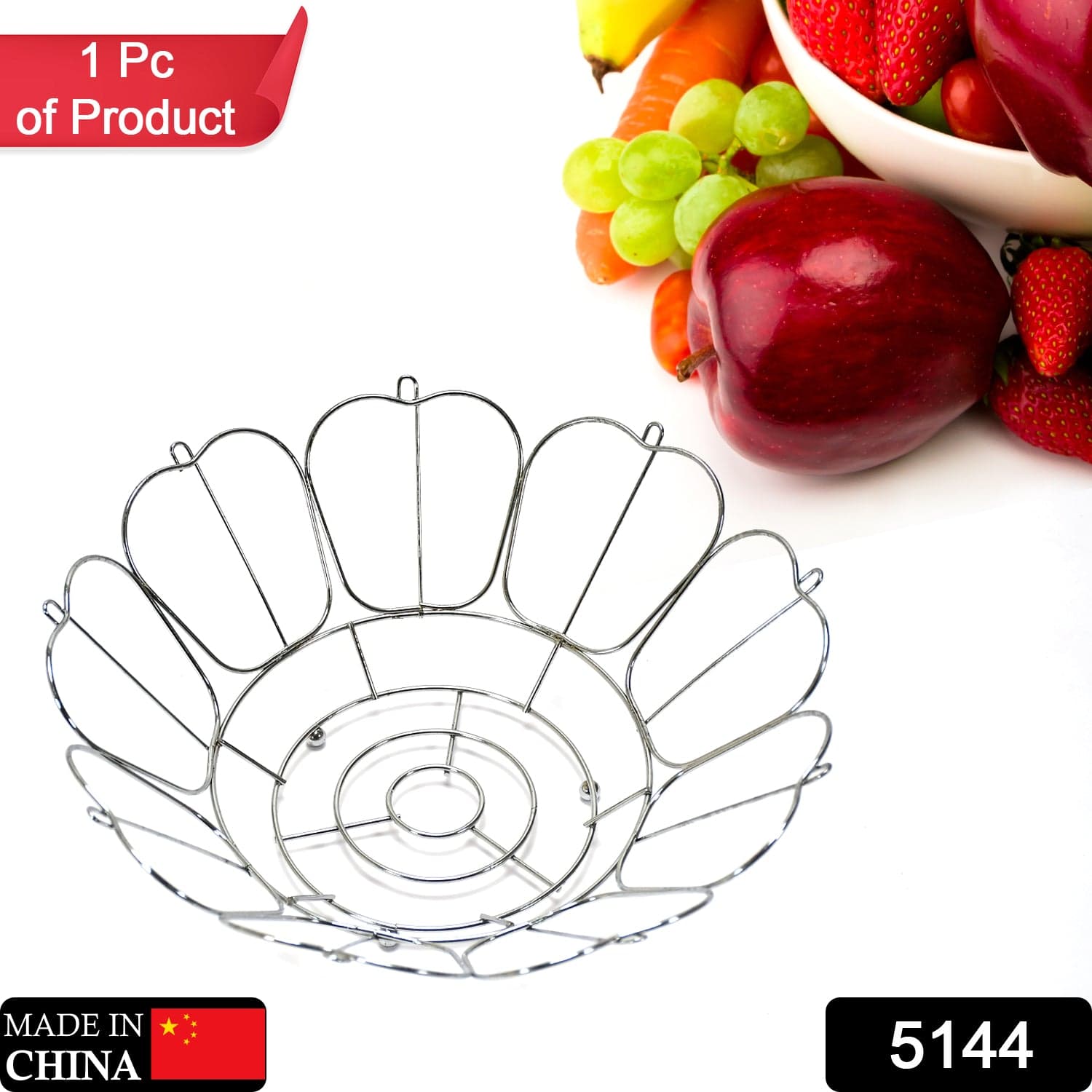 5144 Stainless Steel Folding Fruit and Vegetable Basket for Kitchen/Dining Table/Home - 5144 Stainless Steel Folding Fruit and Vegetable Basket for Kitchen/Dining Table/Home