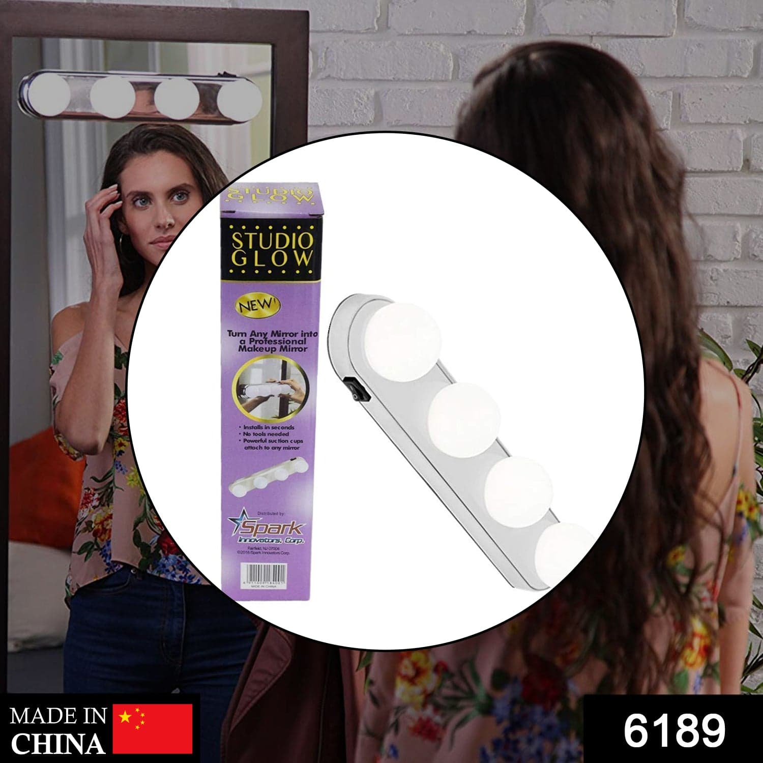 6189 Glow Make Up Light Portable Cosmetic Kit Battery Powered Mirror Lighting Super Bright - 6189 Glow Make Up Light Portable Cosmetic Kit Battery Powered Mirror Lighting Super Bright